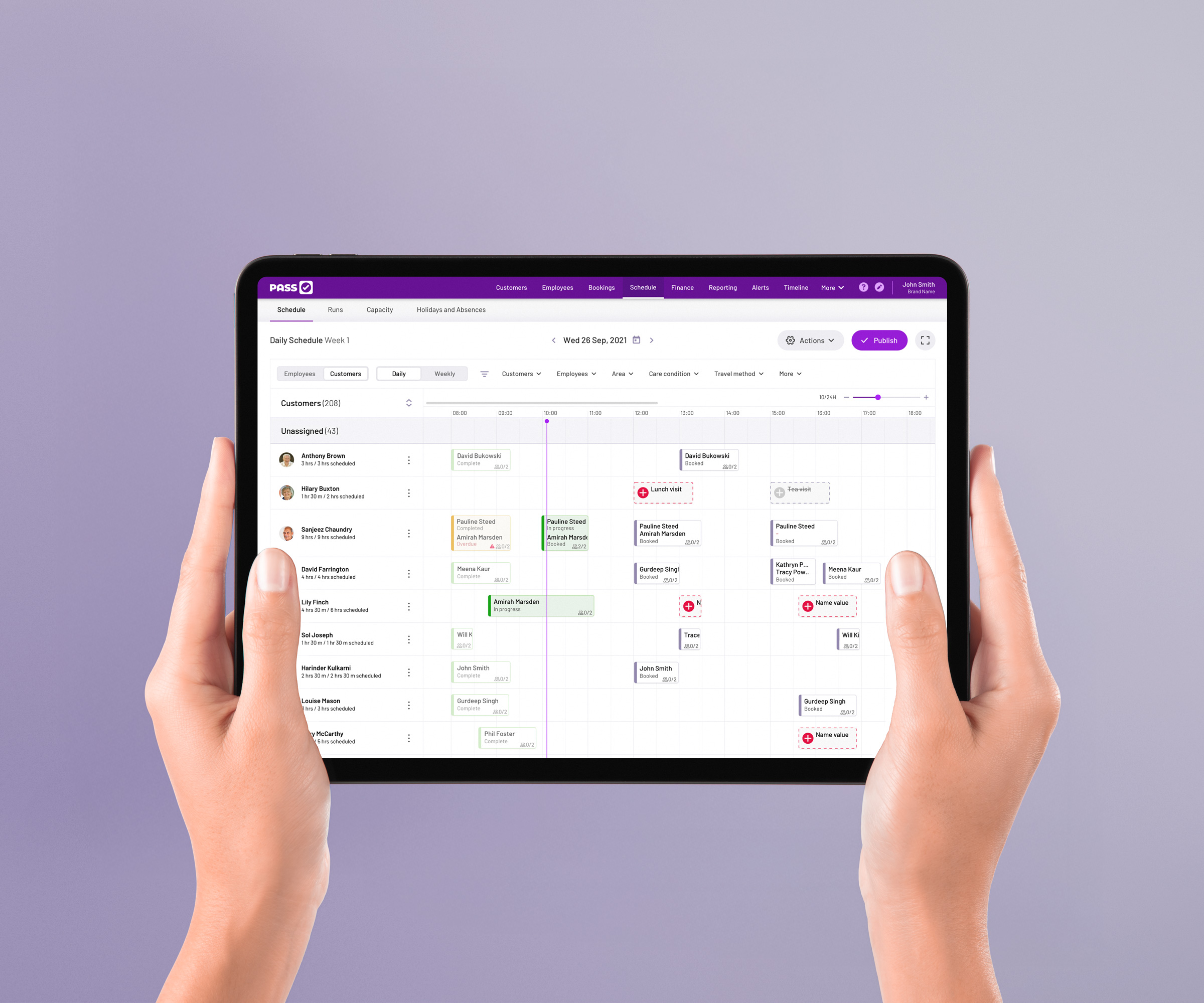 Carer Daily Schedule on iPad