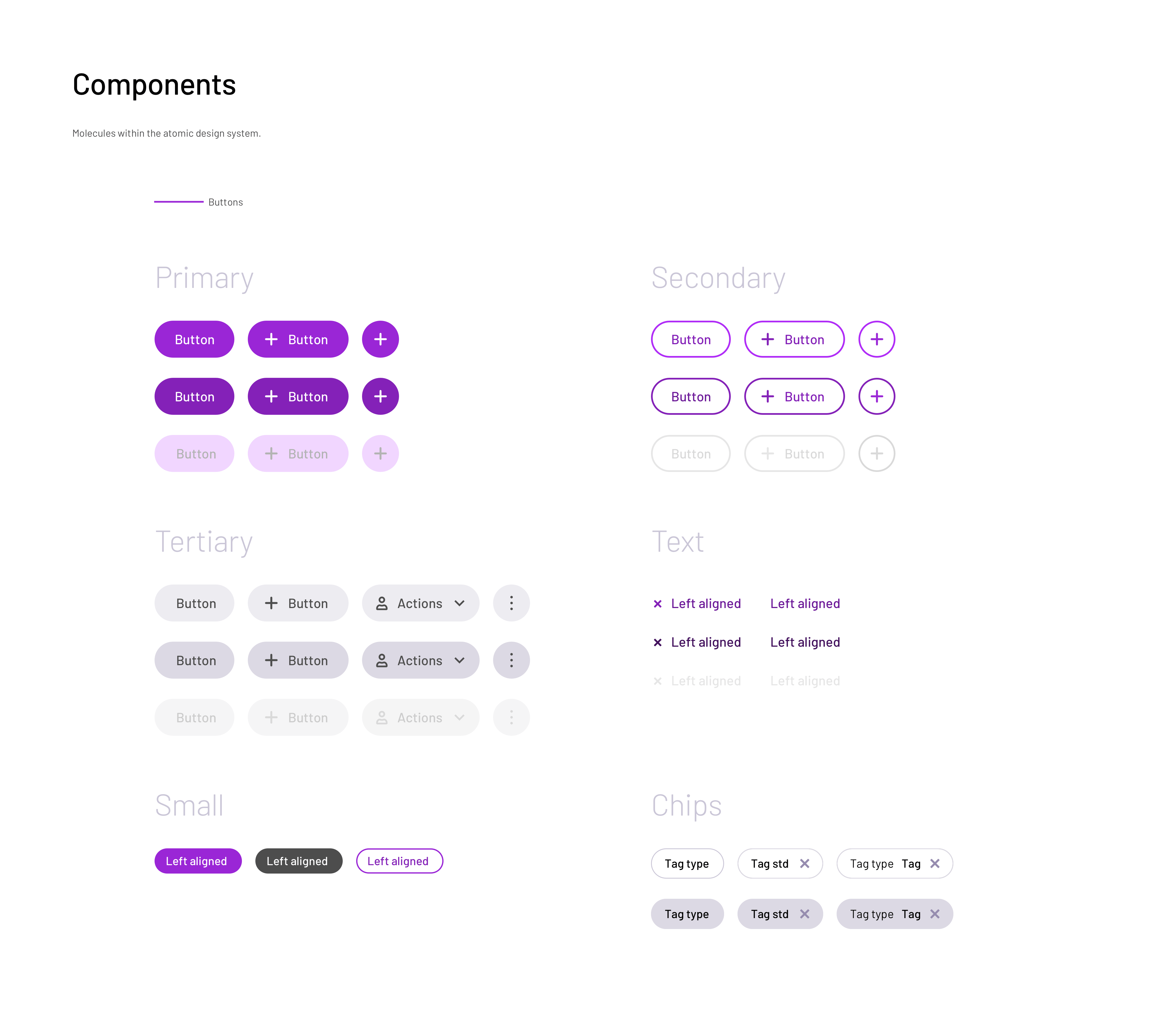Button components in the design system